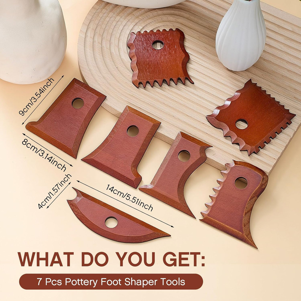 7 Pcs Pottery Tools Pottery Foot Shaper Trimming Tools Profile Rib Bundle Foo...