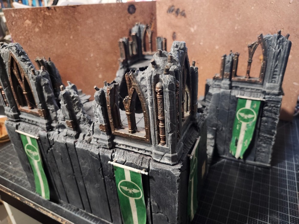 scratch built large ruin for wargaming
