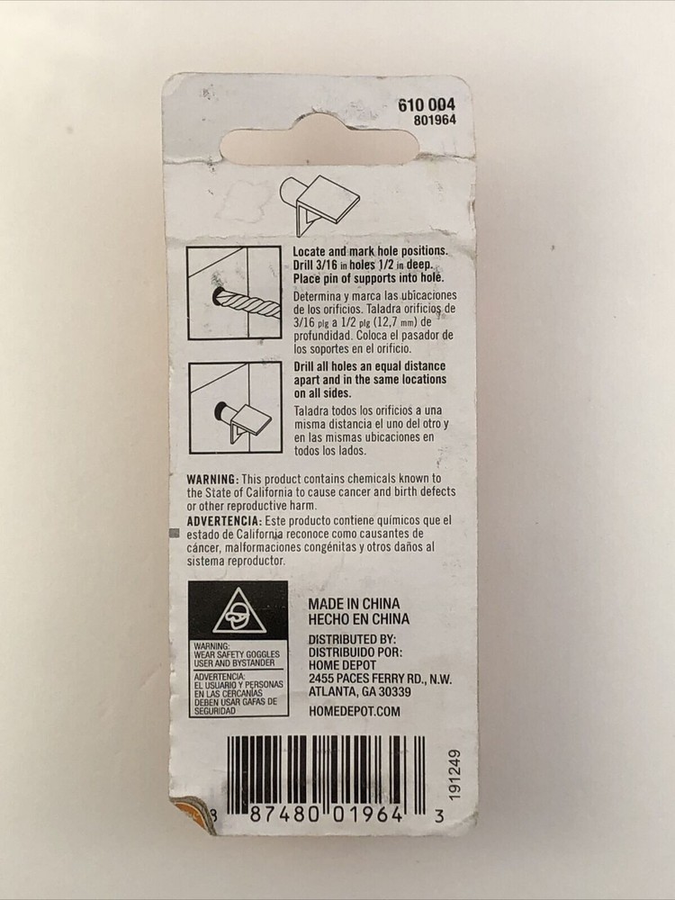 Everbilt Peg Shelf Support Bracket Clips (8-piece) 5mm Black Nylon