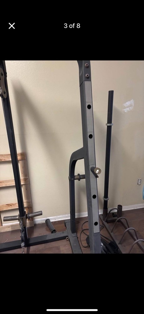 Nautilus Adjustable Squat Machine Power Rack w/ Pull-up Bar & Handle Attachment