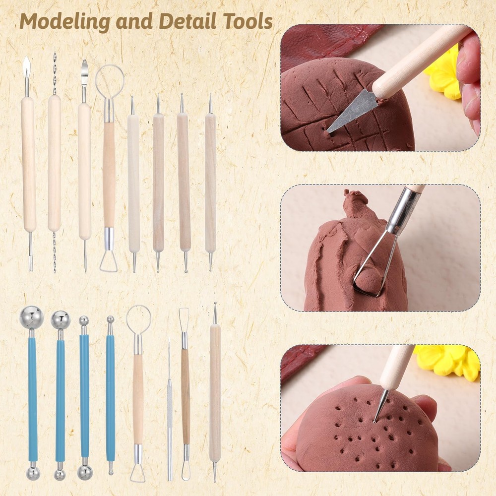 48PCS Pottery Tools for Sculpting Clay 1,