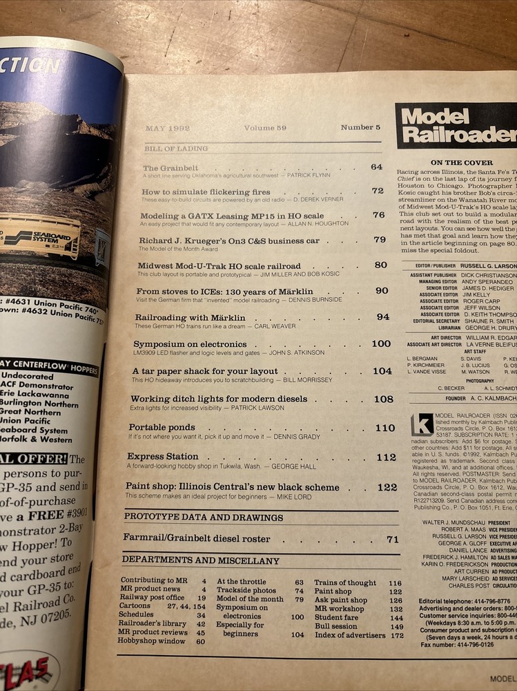 Model Railroader Magazine May 1992 Model Train Santa Fe HO Layout