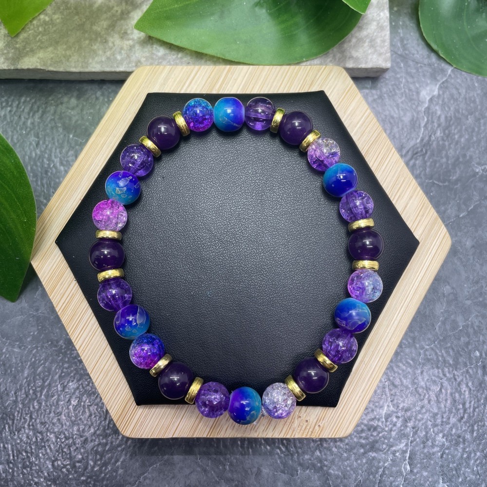 Handmade Bead Beaded Stackable 7.5” Plus Stretch Bracelet New Free Ship C1512