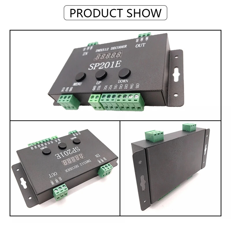 SP201E DMX512 DECODER DC 5-24V Converter Controller SPI Pixel LED 1024 Pixels