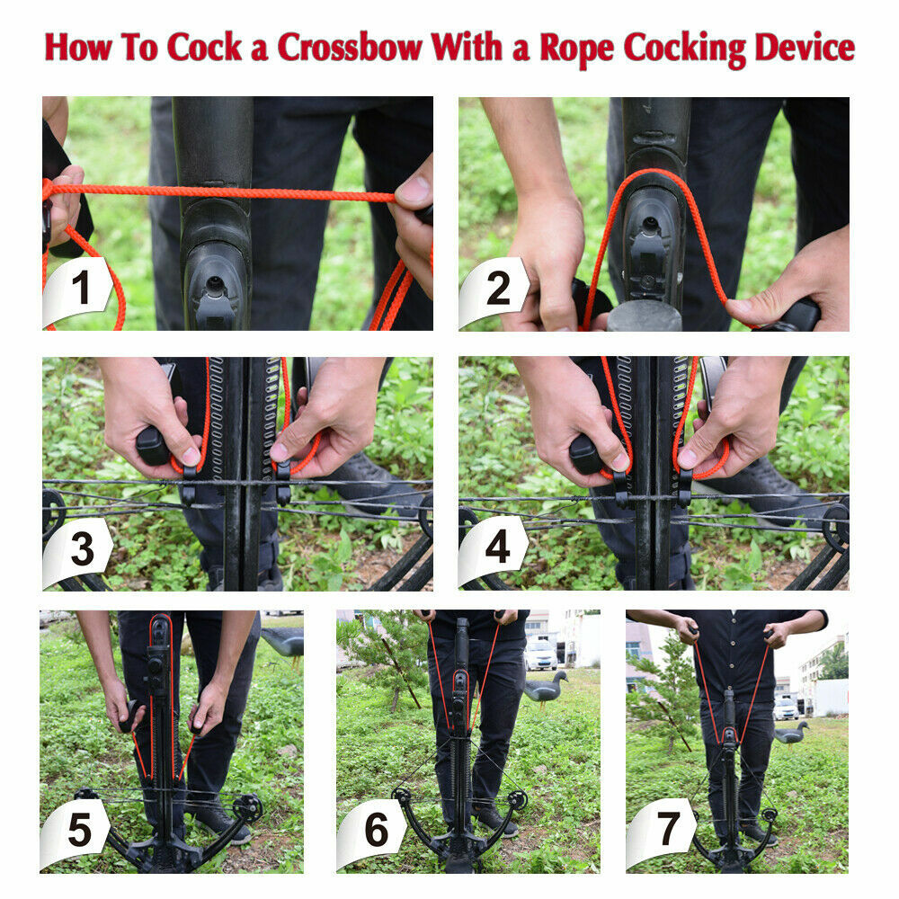 NEW Crossbow Rope String Cocking Device Double Handle Archery Bow Hunting Tool
