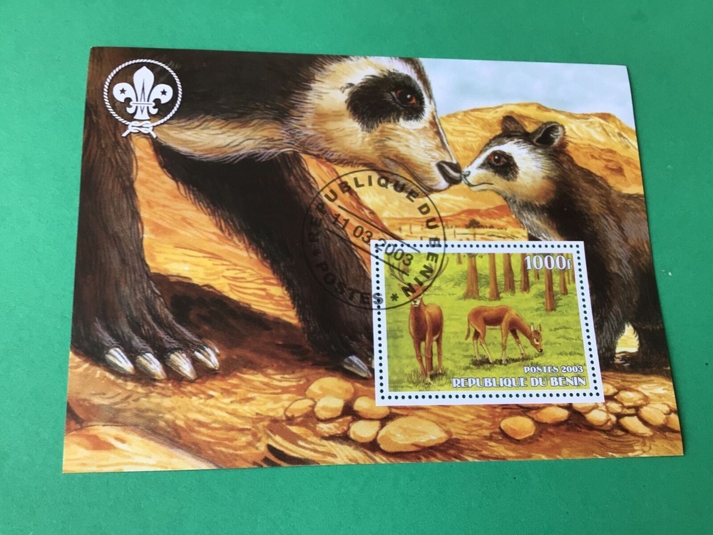 Republic du Benn Scout Emblem Badgers cancelled stamps sheet Ref 55363