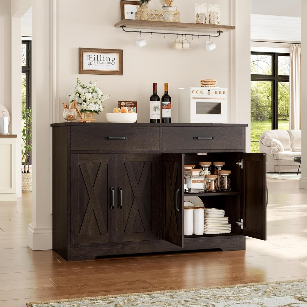 HOSTACK Buffet Cabinet with Storage, 47.2" Kitchen Sideboard Buffet with Drawers