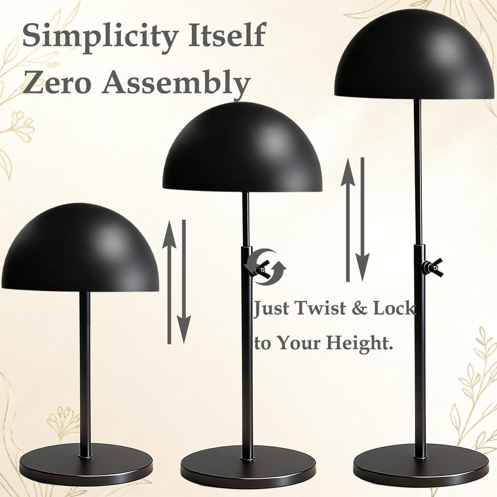 Adjustable full-iron black wig stand 1 pack 12.2-22.5