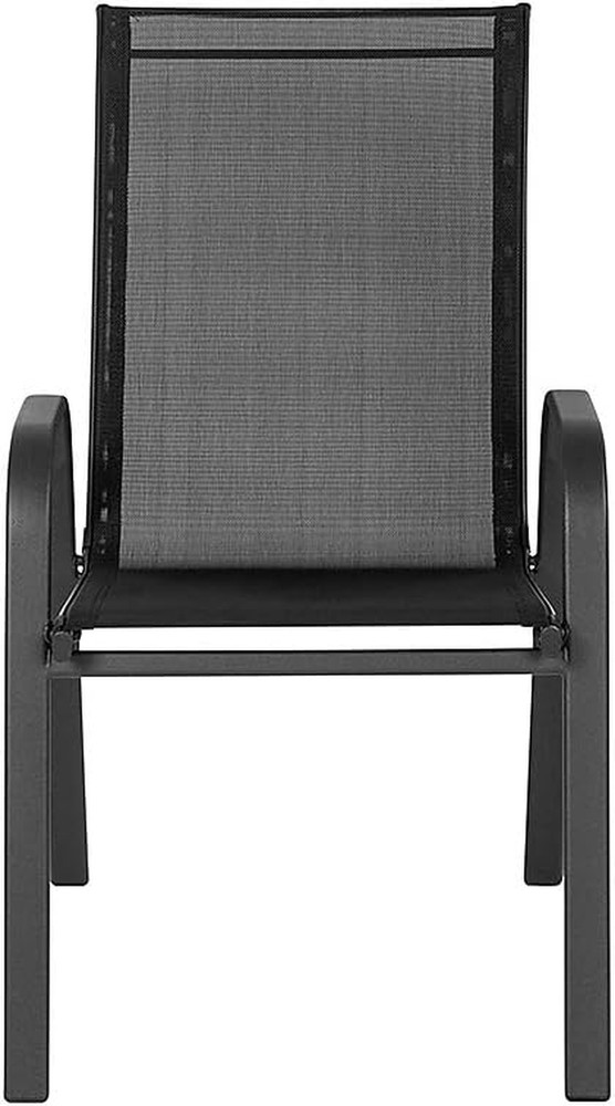 Set of 5 Stackable Black Patio Chairs with Modern Sling Design