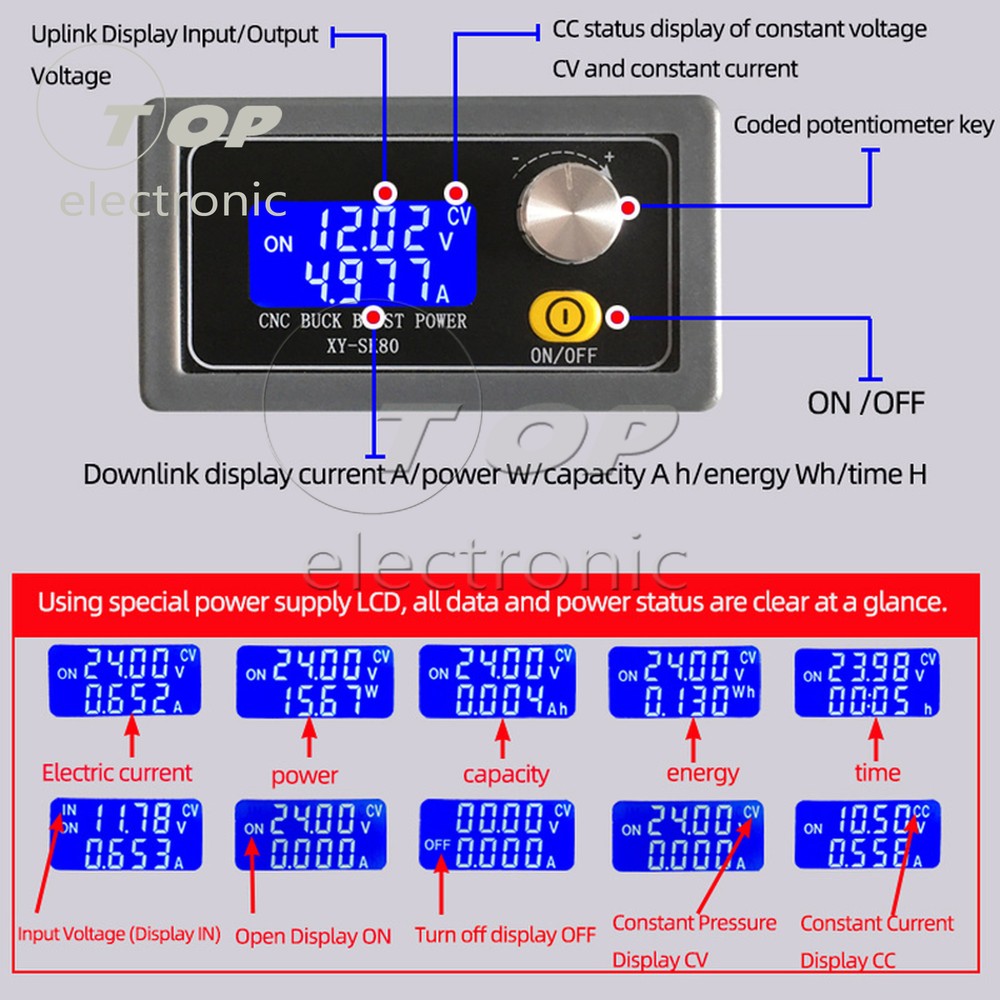 DC-DC Buck Boost Converter 5A Power Module Adjustable Regulated Power Supply