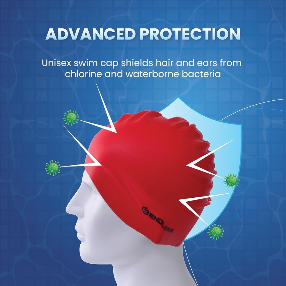 Endless EL1019 Classic Comfortable Plain Silicon Swimming Cap | Red