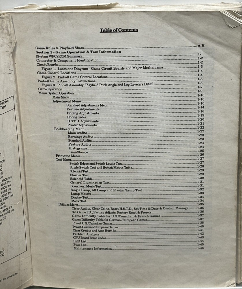 ORIGINAL-BALLY-GILLIGAN'S ISLAND-OPERATIONS MANUAL