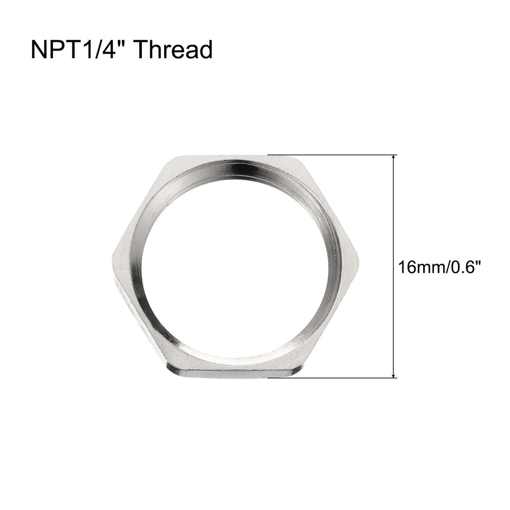 12PCS Cast Pipe Fitting Hex Locknut Nut NPT1/4" Female Thread Silver Tone