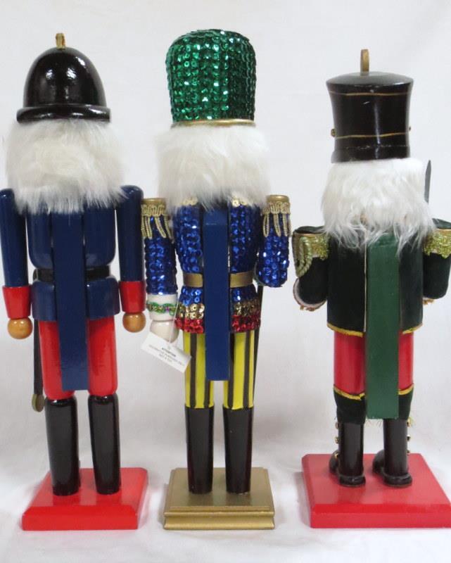 3 Nice Looking Wooden Nutcrackers - Approx. 15" tall