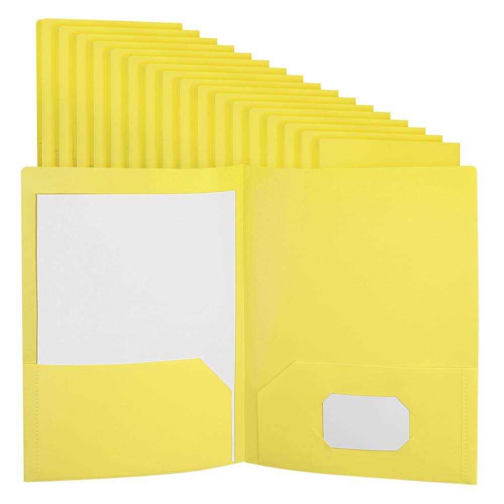 Yellow Plastic Folders with Pockets, 50 Pack Plastic Pocket Folders