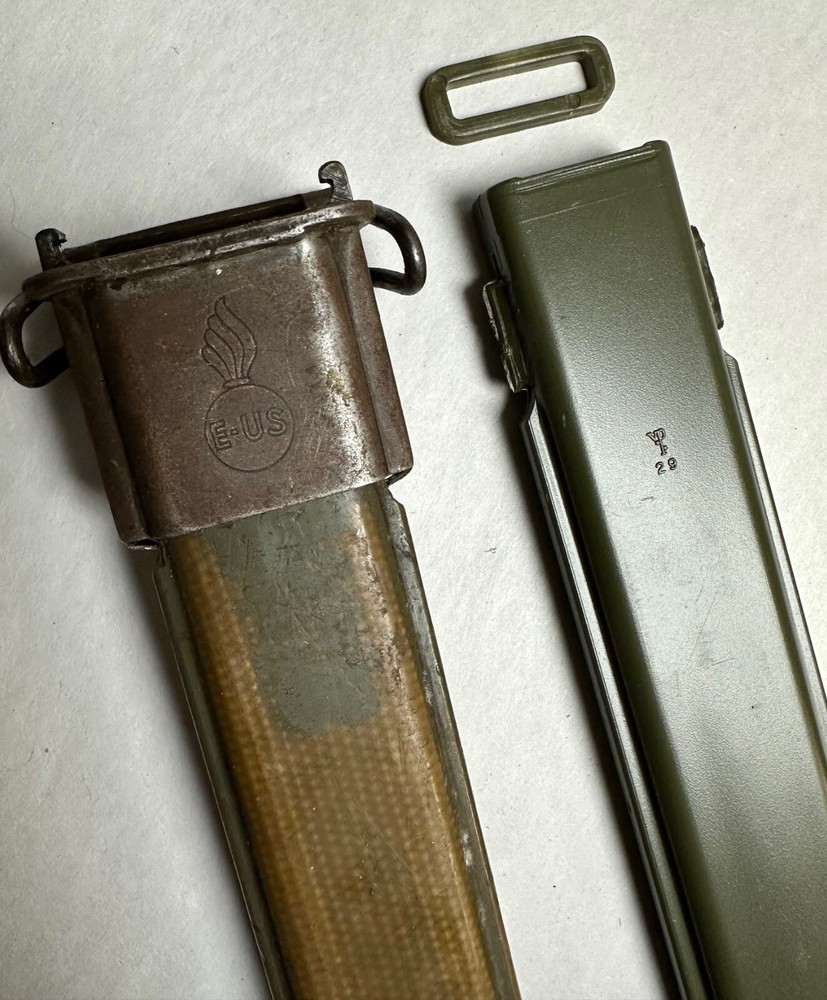 US M7 SCABBARD E-US DAMAGED/BROKEN WITH REPLACEMENT SPARE PLASTIC SHEAT.