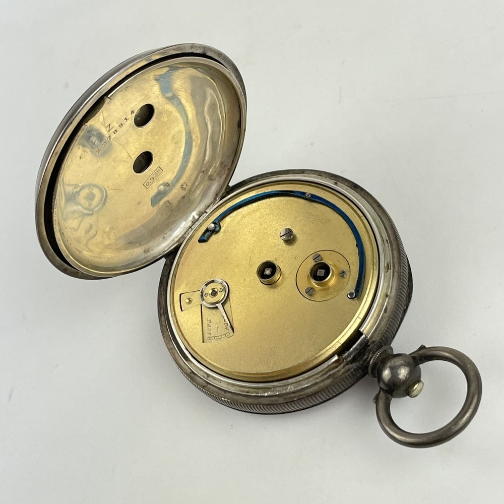 Antique Swiss Solid Silver Cased Pocket Watch 5cm