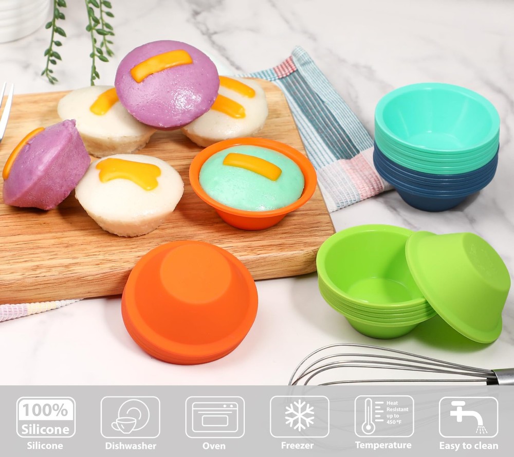 24 PCS Silicone Puto Molder Medium 2.75 Inch Reusable Baking Cup BPA
