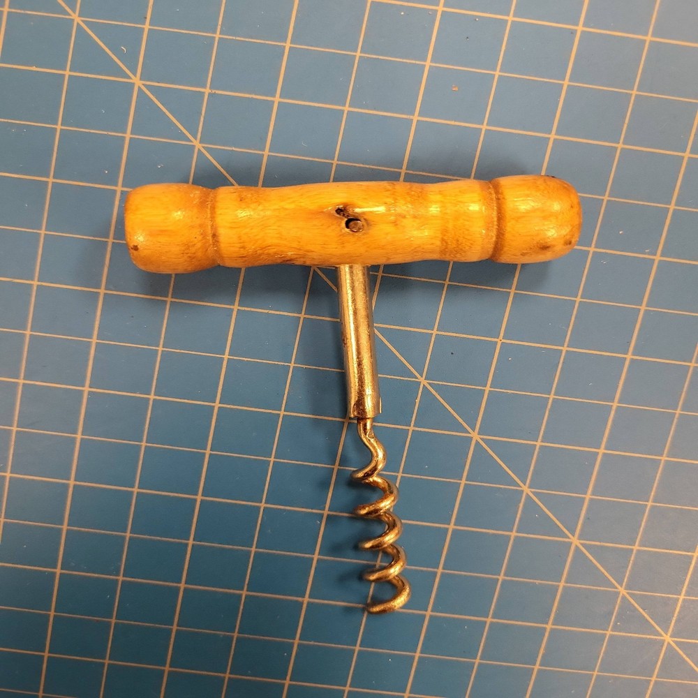 Vintage Corkscrew Wood Handle Wine Bottle Opener Bar Tool Worm Puller Kitchen