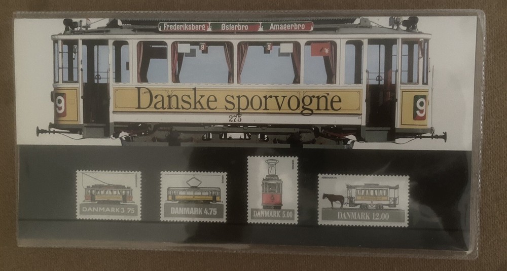 Denmark post stamps Danske Sporvogne presentation pack, mixed values