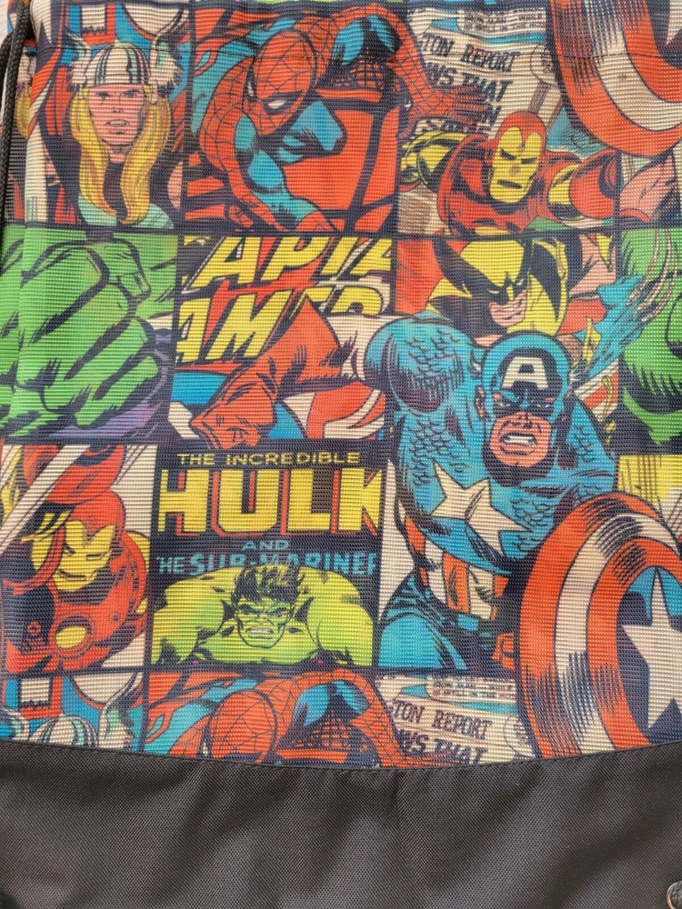 Marvel Superhero Mesh Drawstring Backpack NWOT