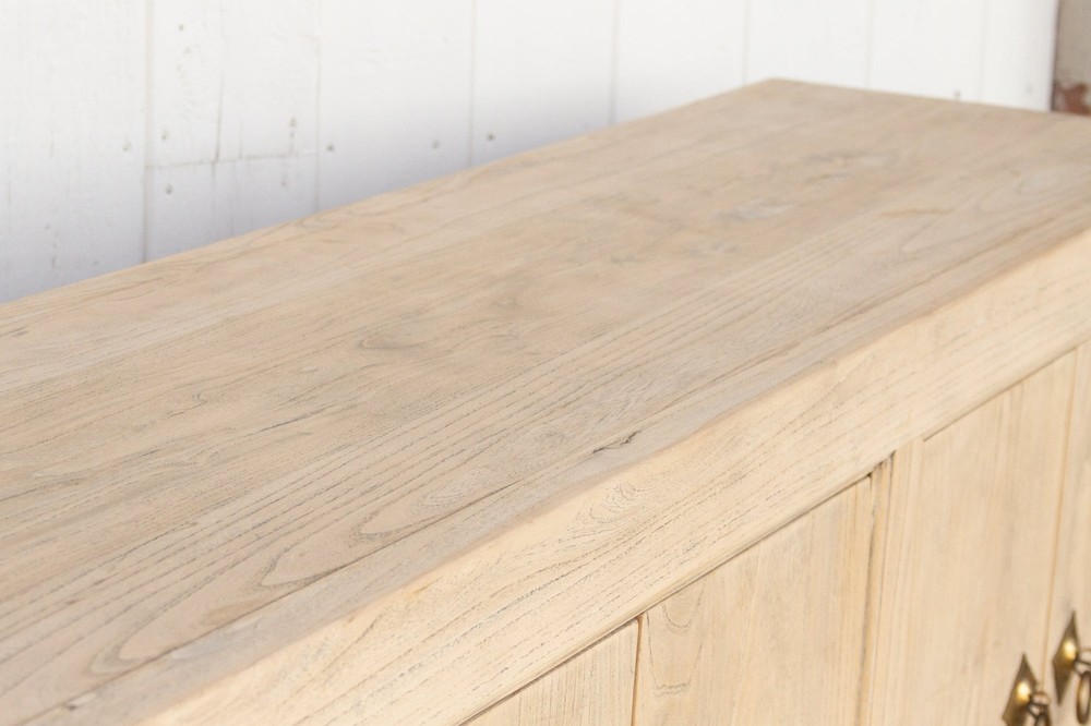 Long Rustic Modern Bleached Elm Sideboard