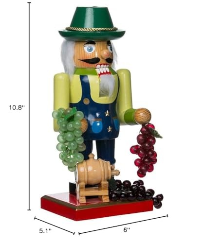 Kurt Adler Wooden Winemaker Nutcracker, 10.25-Inch