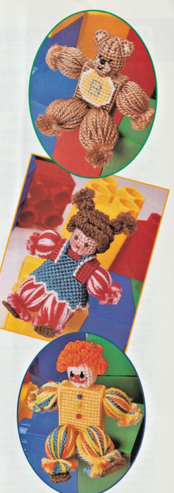 Musical Shelf Sitters - Bear, Clown- PLASTIC CANVAS PATTERN - Removed from Book