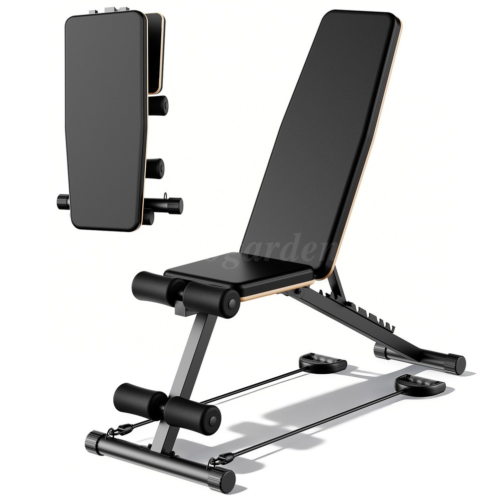 Adjustable Foldable Exercise Weight Bench Workout Bench Gym With Resistance Band
