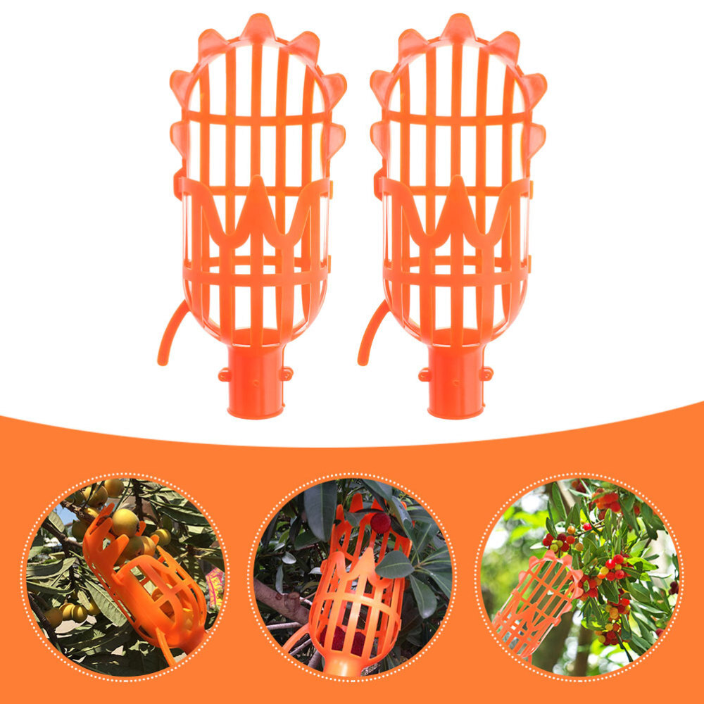 2 Pcs Apple Picker Basket Pole with Fruit Picking Portable Orange