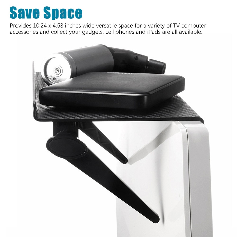 TV Computer Screen Caddy Top Shelf Desktop Stand Adjustable Storage Rack Bracket