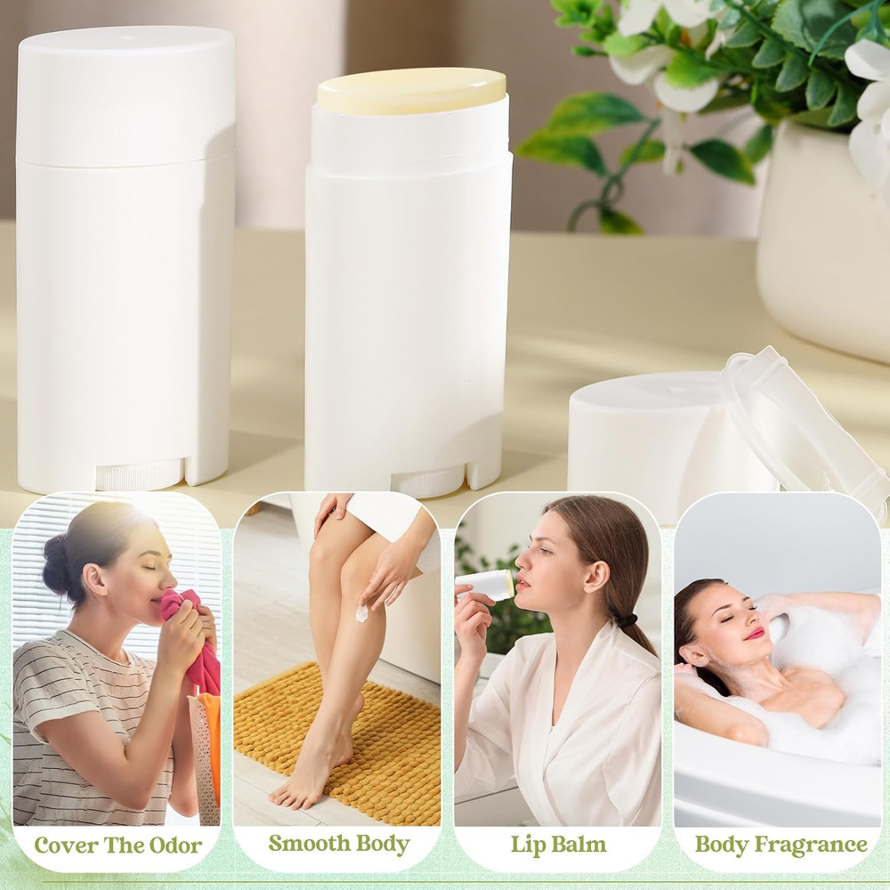 30 Pack Empty Deodorant Containers, Bottom Filling, Plastic Oval Refillable Deod
