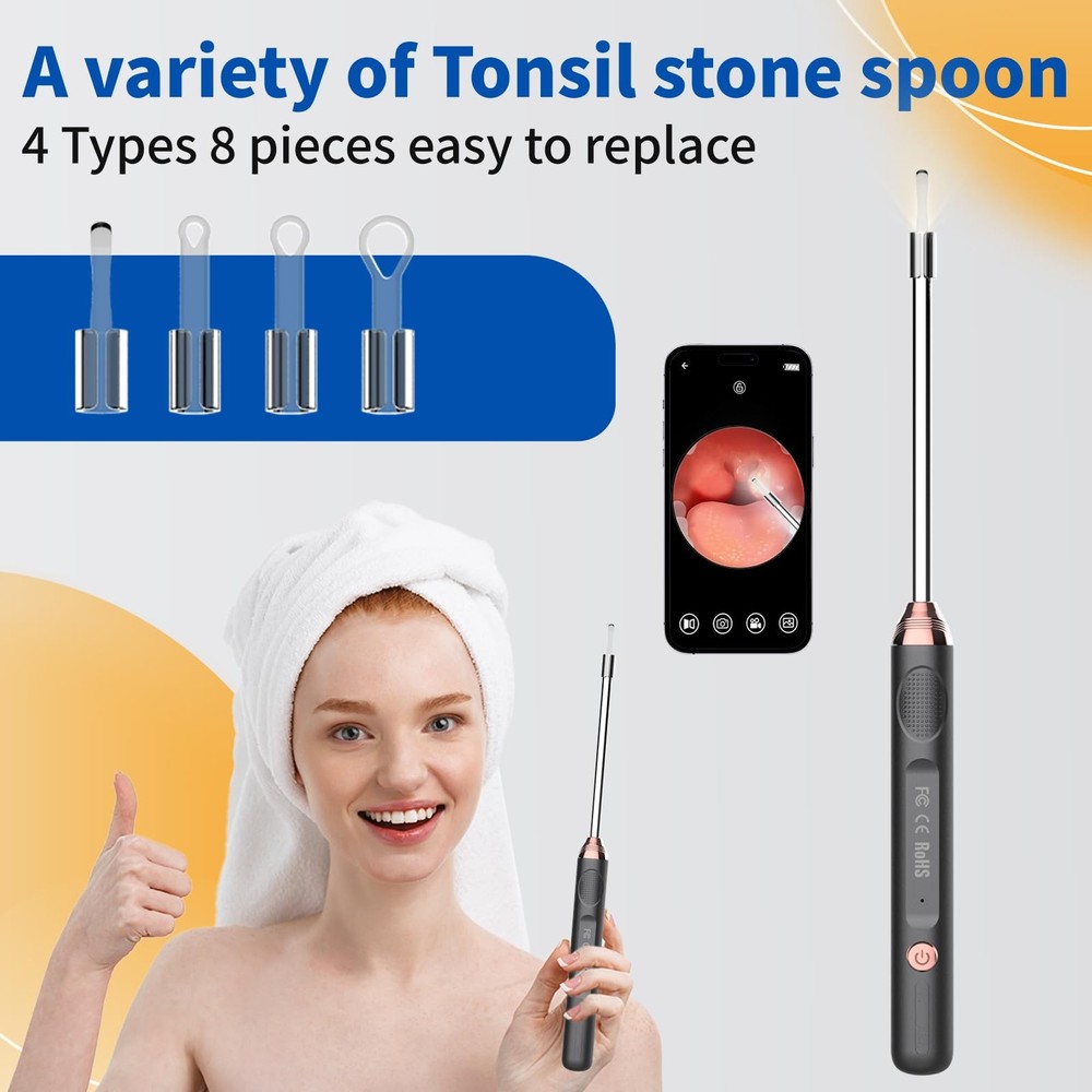 Tonsil Stone Remover with Camera，Tonsil Stone Removal Tool with LED Light，Ton...
