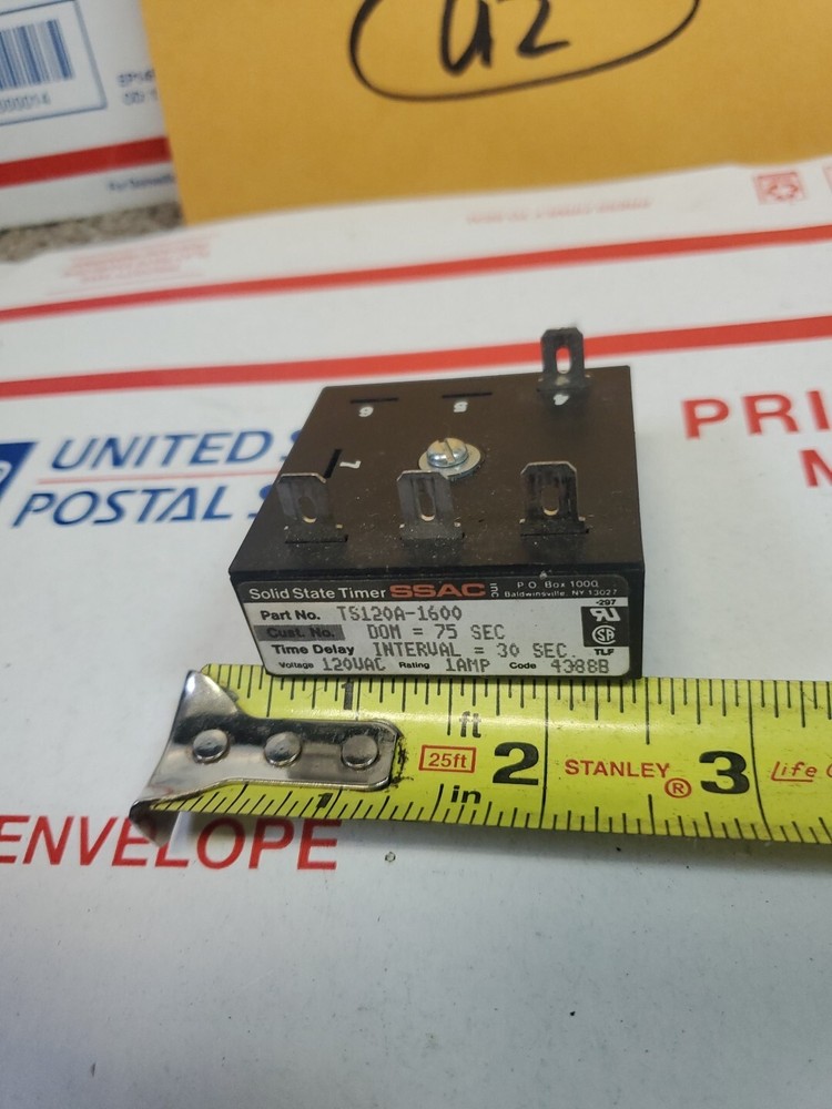 SSAC TS120A-1600 Solid State Timer DOM 75 SEC INTERVAL 30 SEC 120VAC USED, U2