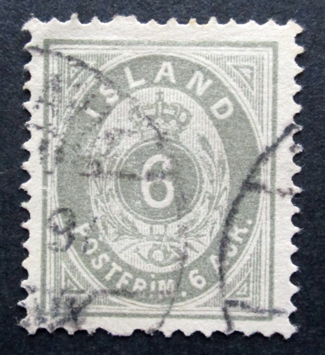Iceland 1897 6a Deep Grey Used. SG 29.