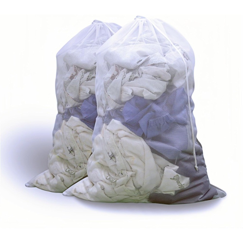 Large Mesh Laundry Bag 24x36 Inch 2 Pack Heavy Duty Drawstring Lockable Laundry