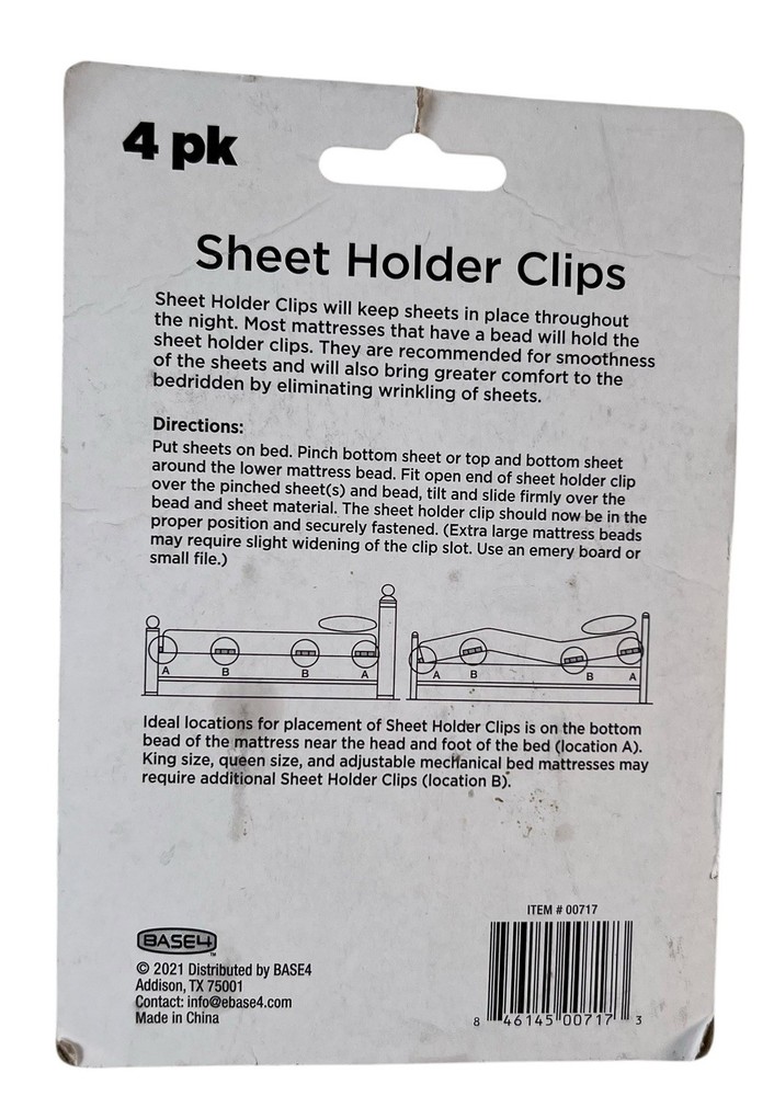 NEW 4 Pack Sheet Holder Clips Plastic Bed Sheet Holding Clips Easy Application