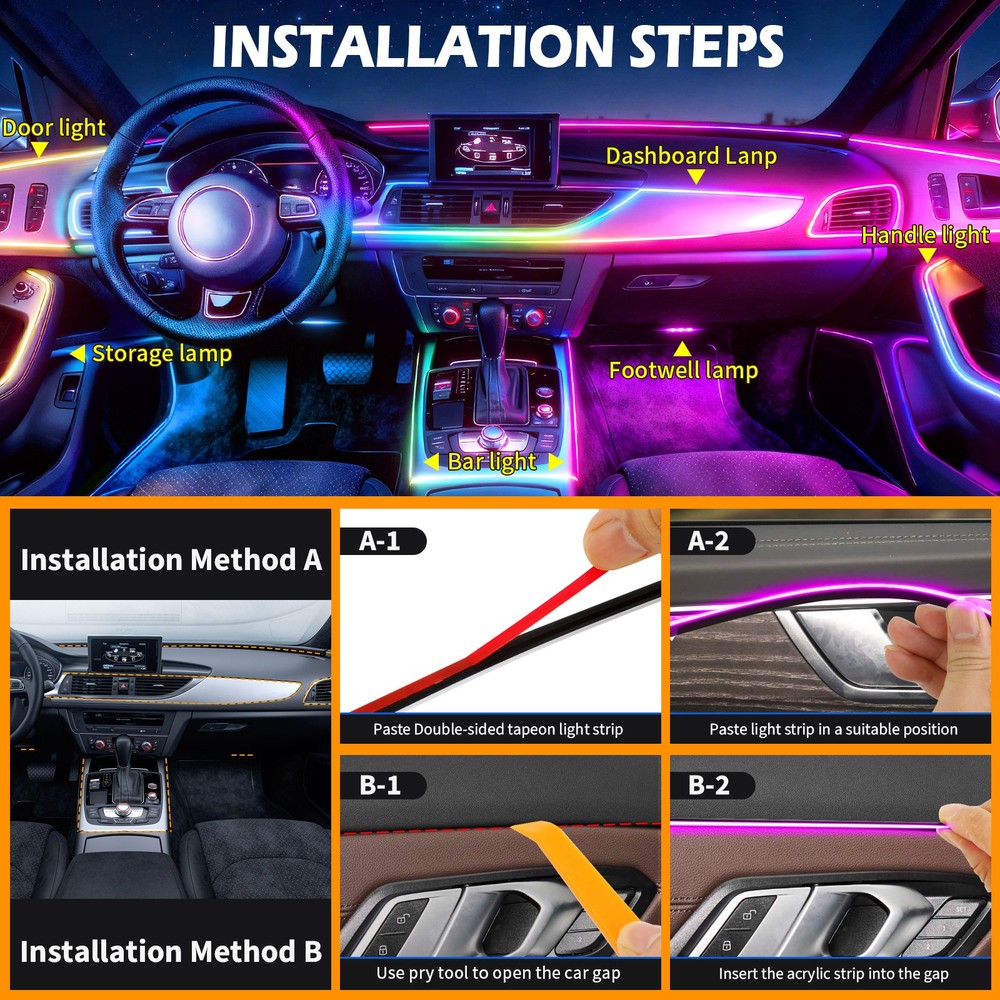 For Mercedes Benz C300 C350 C63 10in1 Ambient Lighting Interior LED Strip Light