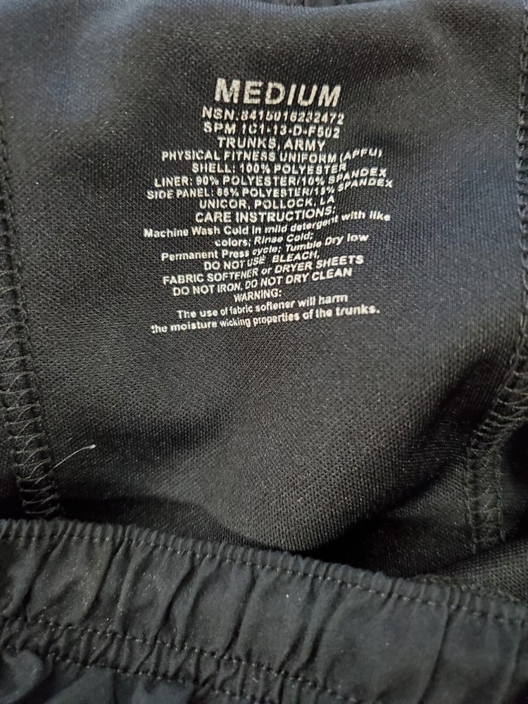 U.S. Army Black Running Shorts Size Medium