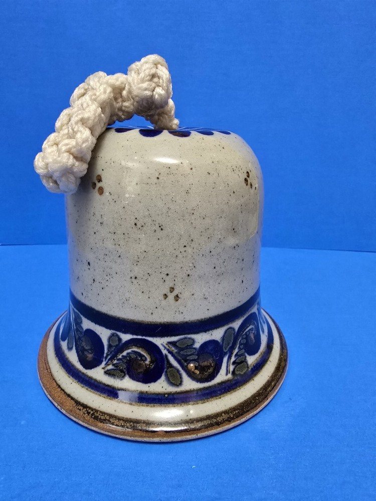 Stoneware Pottery Handcrafted Bell 5" Signed