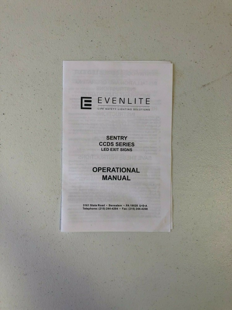 EVENLITE Exit Sign LED with Green Letters CCDSACG01WWRE