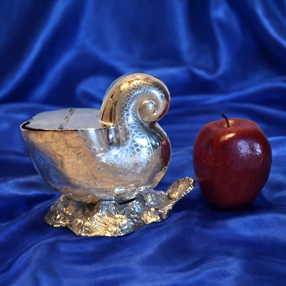 Victorian Silverplate Nautilus Shell Spoon Warmer - late 19th Century