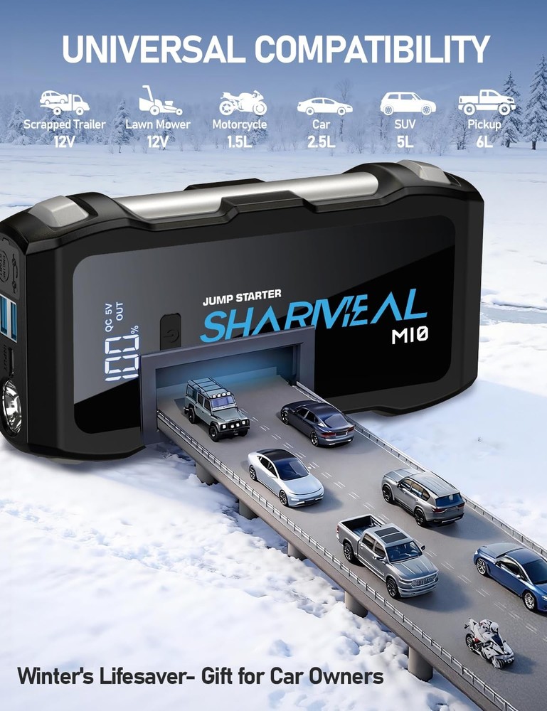 Jump Starter 5000A, 12V Car Battery with USB Quick Grey-5000A