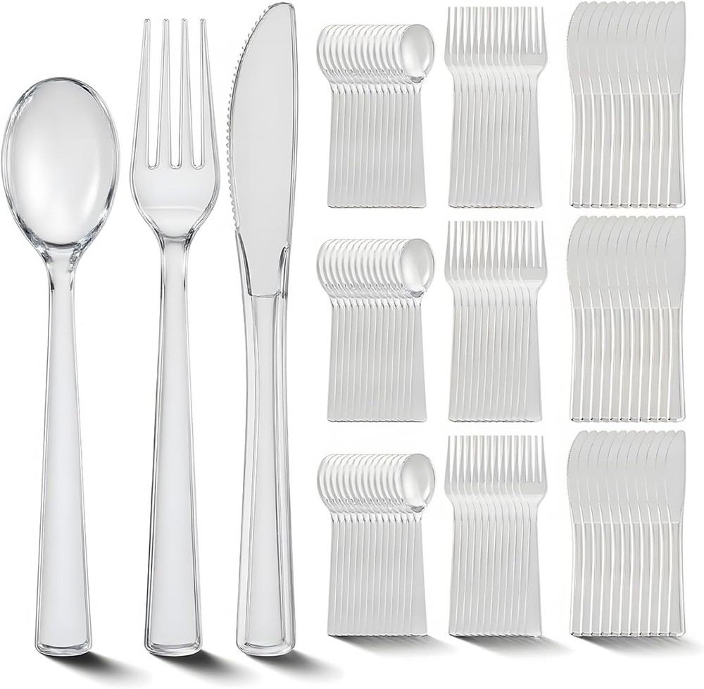 EI Clear Plastic Sierware, Plastic Forks and Spoons, Plastic Sierware