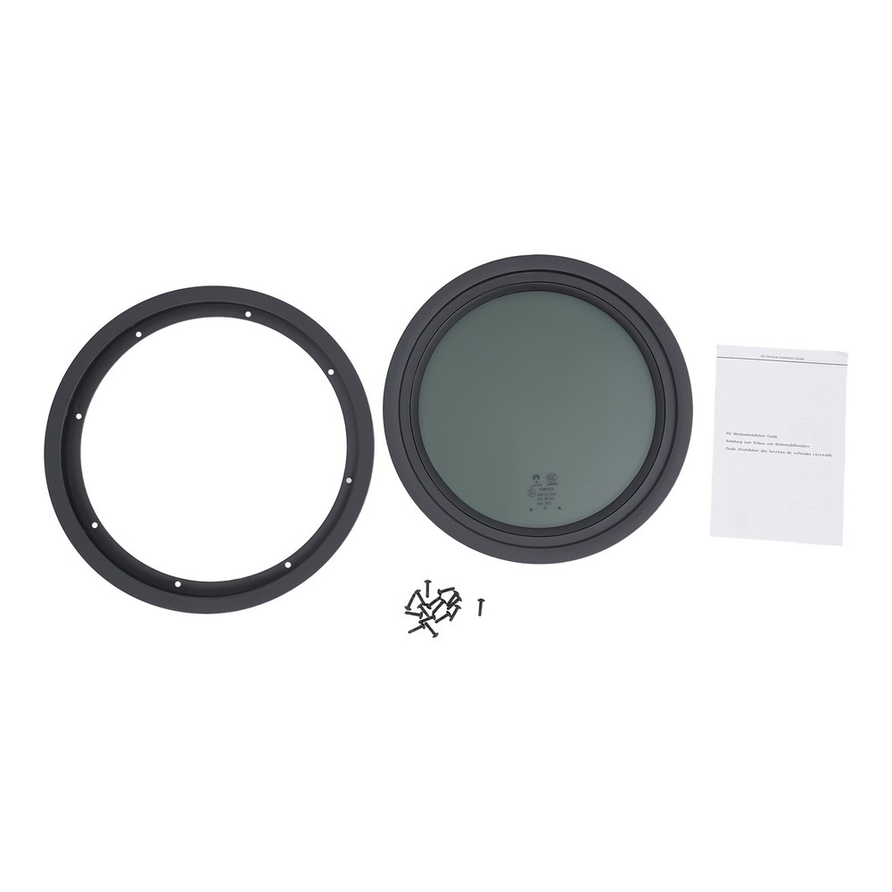Vertical Campers Vent Round Fixed RV Window Cargo Trailer Window w/ Trim Ring