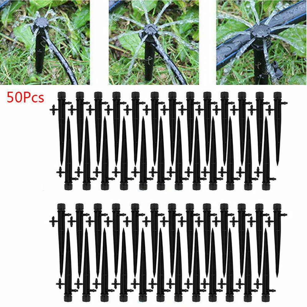 50Pack Adjustable Water Flow Irrigation Dripper Nozzle Stake Emitter Drip eert