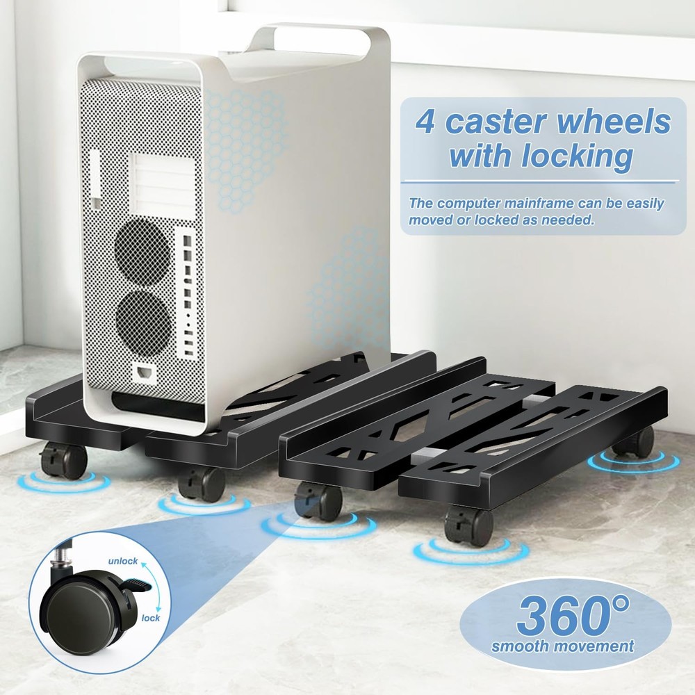 Pc Stand for Floor, Adjustable Computer Tower Stand for Carpet,Mobile CPU Sta...