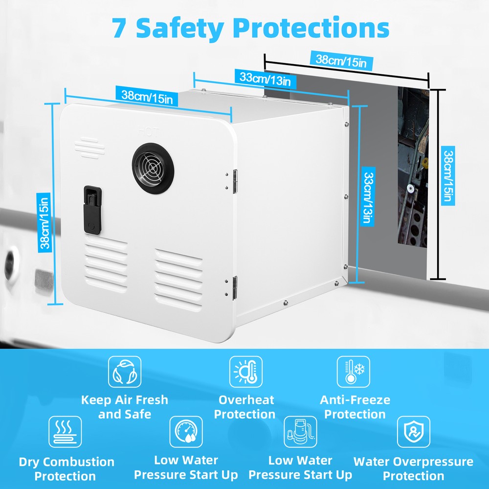 Water Heater 55000 BTU Camper Van LPG Instant Water Heater BOILER RV CAMPING 15"