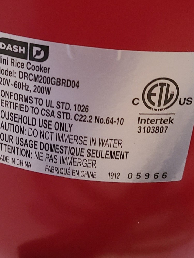 Dash Mini 2-Cup Rice Cooker W LID..Keep Warm Function, RED