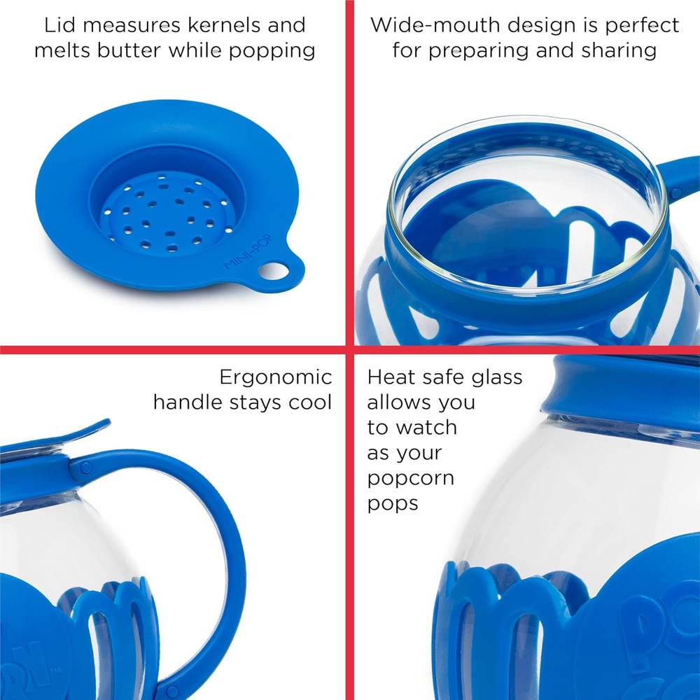 Ecolution Patented Micro-Pop Microwave Popcorn 1.5-Quart Snack Size, Blue